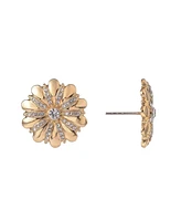 Laundry by Shelli Segal Gold Tone Flower Button Earrings