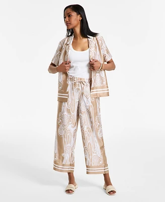 Nautica Jeans Women's Pull-On Wide-Leg Paisley Pants