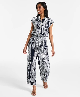 Nautica Jeans Women's Paisley Shirt Jumpsuit