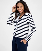 Nautica Jeans Women's Striped V-Neck Cardigan Sweater