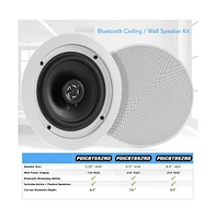 Pyle 5.25" Bluetooth Ceiling / Wall Speaker Kit - 2-Way Flush Mount, Built-in Bluetooth, 150W Max Power (Red)