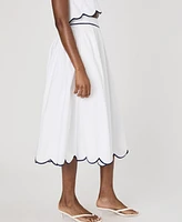 French Connection Women's Alexis Cotton Scallop Midi Skirt
