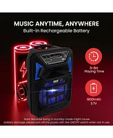 Pyle Bluetooth Pa Speaker & Microphone System - Portable Karaoke Speaker with Led Lights, Fm Radio & MP3/Usb Support