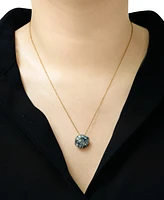 Multi-Blue Topaz Circular Cluster 18" Pendant Necklace (2-1/2 ct. t.w.) in 14k Gold