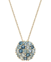 Multi-Blue Topaz Circular Cluster 18" Pendant Necklace (2-1/2 ct. t.w.) in 14k Gold