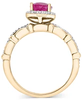 Ruby (1-7/8 ct. t.w.) & Diamond (1/5 ct. t.w.) Oval Halo Ring in 14k Gold