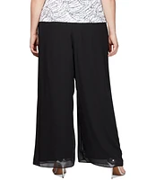 Alex Evenings Plus Wide-Leg Chiffon Pants