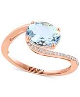 Effy Aquamarine (1-1/2 ct. t.w.) & Diamond (1/20 ct. t.w.) Oval Twist Ring in 14k Rose Gold