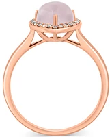 Effy Rose Quartz (1-5/8 ct. t.w.) & Diamond (1/10 ct. t.w.) Heart Halo Ring in 14k Rose Gold