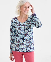 Style & Co Women's Printed Scoop-Neck Long-Sleeve Top, Exclusively at Macy's