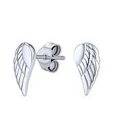 Bling Jewelry Delicate Guardian Angel Wing Feather Stud Earrings Sterling Silver for Cartilage