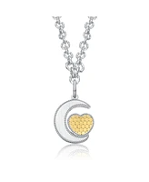 Rachel Glauber Two-Tone Crescent Moon & Heart Pendant