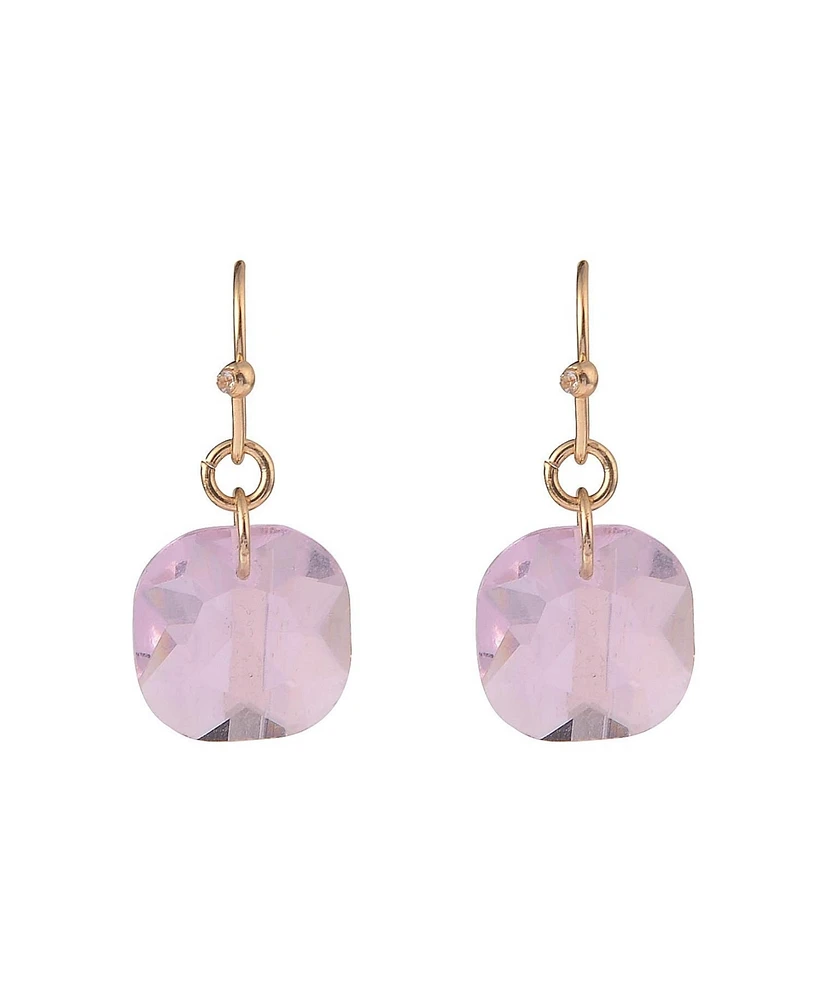 Laundry by Shelli Segal Gold Tone and Pink Faceted Stone Drop Earrings