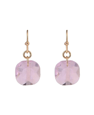 Laundry by Shelli Segal Gold Tone and Pink Faceted Stone Drop Earrings