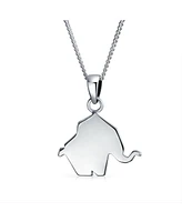 Bling Jewelry 3D Geometric Origami Jewelry Animals Elephant Pendant Necklace For Women .925 Sterling Silver