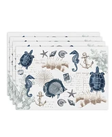 Laural Home Seaside Postcard Set of 4 Placemat, 13" x 19"