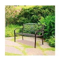 Slickblue Powder Coated Steel 4-ft. Outdoor Patio Garden Bench in Metal Finish