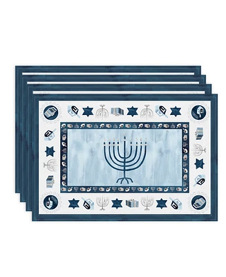 Laural Home Happy Hanukkah Set of 4 Placemat, 13" x 19"