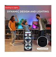 Pyle 1000W Disco Jam Bluetooth Speaker System with Flashing Dj Lights, Usb/Sd Card Readers, Fm Radio & 3.5mm Aux Input