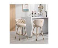 The Pop Home 360° Swivel Counter Height Bar Stools Set of 2 with Solid Wood Legs for Kitchen or Dining Room-The