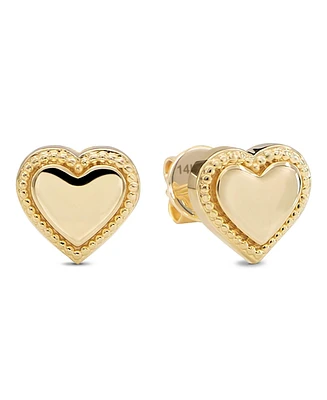 Devata Sweet Heart Stud Earrings in 14K Gold, approx. 2.8 grams.