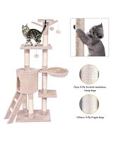 Gymax 56'' Cat Tree Kitten Pet Play House Furniture Condo Scratching Posts Ladder