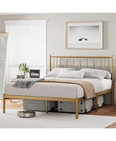 gaomon Platform Bed Frame with Headboard Modern Bed Frame with Large Under Bed Storage