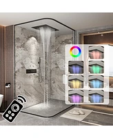 Casainc 4-Function Flush Mounted Thermostatic Shower System With Led Light and Remote Controls