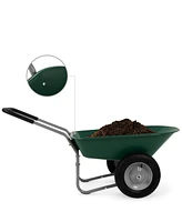 Slickblue Heavy Duty 2-Wheel Multipurpose Rust Proof Wheelbarrow For Garden