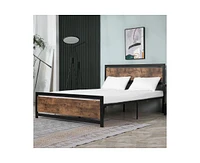 Slickblue Farmhouse Wood Platform Bed with Headboard and Footboard for Rustic Bedroom Style