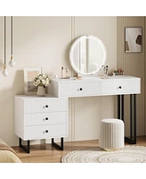 gaomon Vanity Desk with Mirror and Lights, Small Makeup Vanity with 5 Drawers for Bedroom