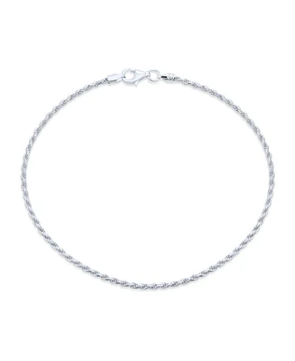 Bling Jewelry Simple Rope Chain Anklet Ankle Bracelet Sterling Silver