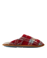 Dearfoams Men's Papa Bear Red Plaid Dad Scuff Slipper