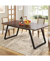 Slickblue Modern Farmhouse Rectangle Dining Table Wood Top Metal Frame