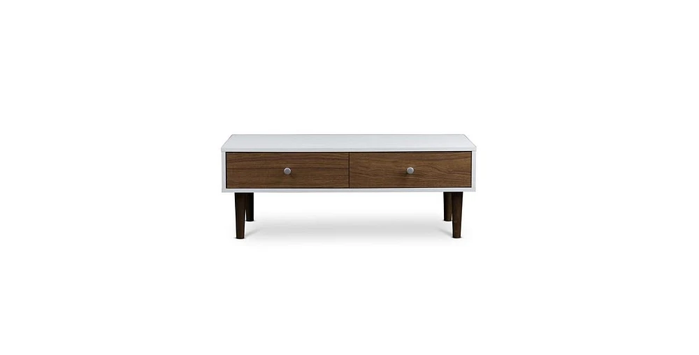 Slickblue Modern Mid-Century Style Wood Coffee Table with 2 Drawers