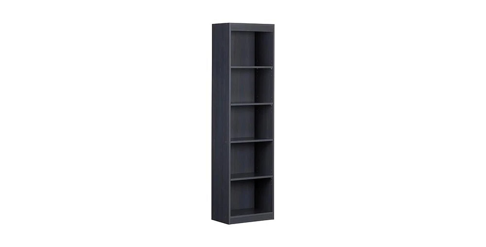 Slickblue Narrow 5-Shelf Bookcase Slim Storage Shelving Unit Wood Finish