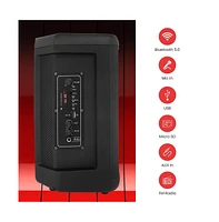 Pyle 8” Wireless Portable Pa Speaker with Flashing Party Lights, Usb/Tf/Fm Radio & Wireless Microphone