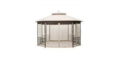 Slickblue Outdoor Octagon Gazebo with Mosquito Net Sidewalls and Canopy