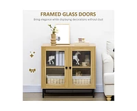 Slickblue Modern Glass Door Sideboard Buffet Dining Storage Cabinet for Stylish Organization