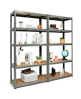 Gymax 2PCS 72'' Metal 5-Tier Garage Storage Rack Shelf Adjustable Freestanding