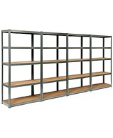 Gymax 4PCS 72'' Metal 5-Tier Garage Storage Rack Shelf Adjustable Freestanding