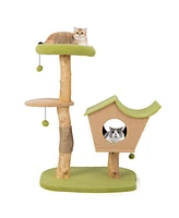 Gymax 43'' Cat Tree w/Padded Top Perch Cat Condo Jumping Platform Balls for Indoor Cats