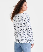 Style & Co Women's Printed Scoop-Neck Long-Sleeve Top, Exclusively at Macy's