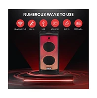 Pyle Portable Pa Speaker System with Wireless Microphone, Bluetooth, Led Lights, Rechargeable Battery & MP3/Usb/Fm Radio