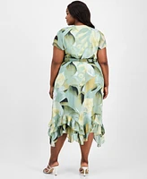 Anne Klein Plus Printed Chiffon Fit & Flare Dress