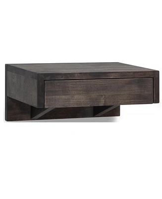 Woodek Minimalistic Hardwood Floating Nightstand With A Drawer