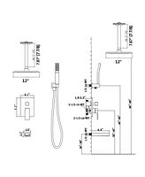 Casainc 3-Function 12-In Wall Mounted Shower System