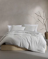 Calvin Klein Washed Texture Solid Cotton Jacquard 3 Piece Duvet Cover Set