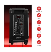 Pyle 8" Portable Wireless Bt Streaming Pa Speaker System - Built-in Rechargeable Battery, Wireless Microphone, Usb/Micro Sd/Fm, 350W