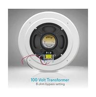 Pyle 8" In-Wall / Ceiling Commercial Pa Speaker with 100V Transformer Tap, 200W Max Power Output